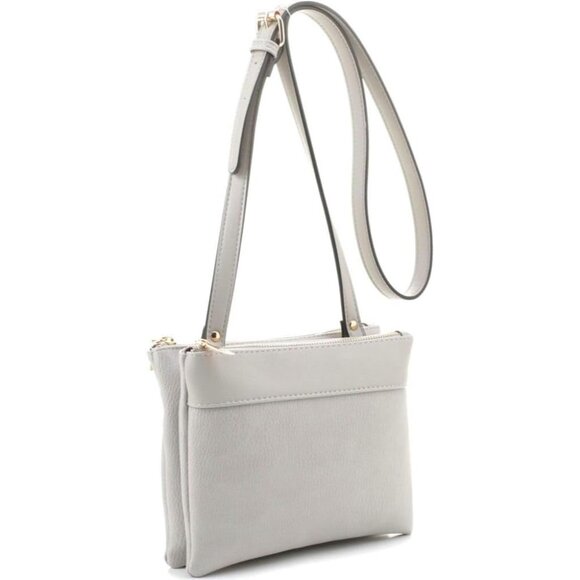 Handbags - Women's Silver Screen Grey Vegan Leather Cross body Handbag Organise Purse